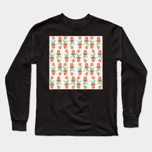 Orange Marigolds in Terracotta Pots - non-directional watercolour florals Long Sleeve T-Shirt